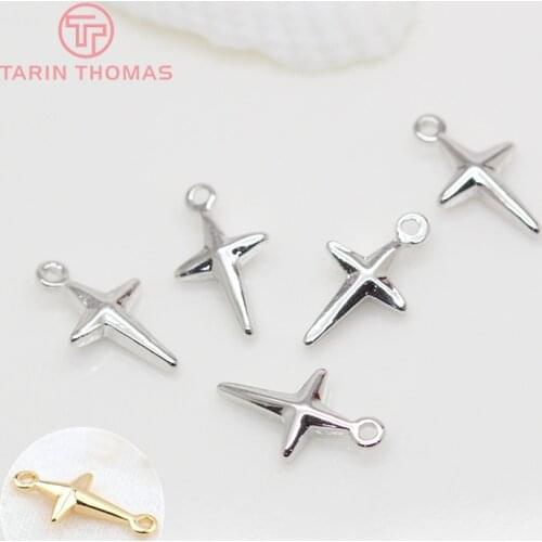 20PCS 12x6.5MM Hole 1.5MM 24K Gold Color Brass Star Cross Charms Pendants High Quality Diy Jewelry Findings Accessories