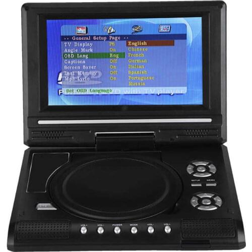 7.8-inch Portable Televizyon Mini DVD Player Swivel Screen Rechargeable TV Car Charger Gamepad 100-240V