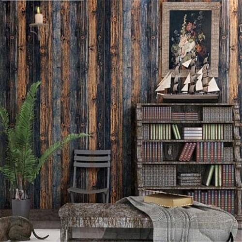 Beibehang Vintage Retro Imitation Wood Wallpaper Personality Restaurant Clothing Store Bar Industrial Wind Background wall paper