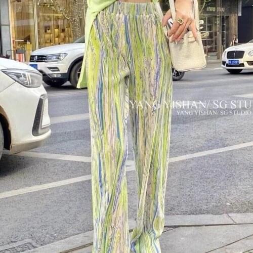 Casual Pants Women Tie-dye Long Summer All-match Loose Mujer Bright Elegant Streetwear Harajuku Stylish 90s High-waist Trousers