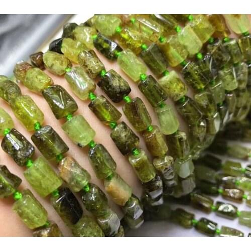 Loose beads pillar faceted Tsavorite 6*10mm 14" for DIY jewelry making FPPJ wholesale beads nature gem stone