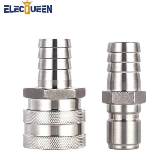 Homebrew Quick Disconnect 5/8'' Hose Barb Male Quick Disconnect Connector Easy Seal Leak Free Stainless Steel Disconnect Fitting