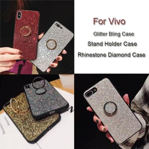 Case For Vivo Y17/Y3 IQOO NEO/Y7S/Z5 Z3i/V11i NEX Y97 Y93 Y85 Y83 Y79 Y75 Y67 Y66 X27 Soft Diamond Bling With Stand Holder Case