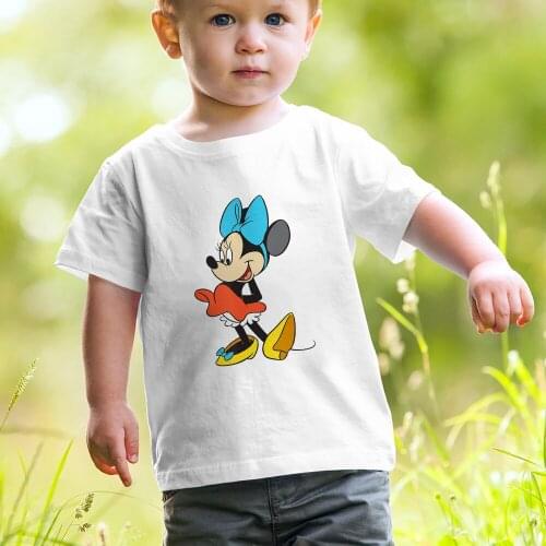 Disney Classic Minnie Mouse with Blue Bow T Shirt Kids Funny Teachers Gift Tees Shirts Children Aesthetics Harajuku Tops