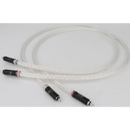 Hi-End 8AG Silver Plated OCC 16 Strands Audio Cable With WBT RCA Plug Cable HIFI 2RCA TO 2RCA Cable