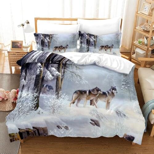 Wolf Bedding Set Single Twin Full Queen King Size Animal Wolf Bed Set Childrens Kid Bedroom Duvetcover Sets 3D Design 014