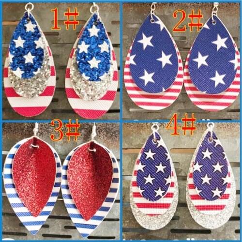 Fourth of July handmade lightweight faux leather earring triple layer striped flag earrings can made any size
