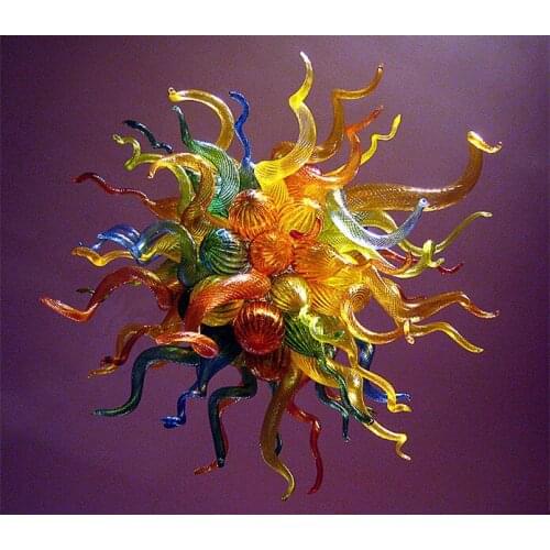 Multicolor Hand Blown Glass Chandelier Home DIY Villa Decor Artistic Chandeliers Led Light Custom 36 Inches