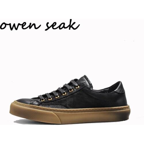 Owen Seak Men Casual Shoes Cow Genuine Leather Luxury Trainers Autumn Casual Loafers Flats Shoes Height Increasing Sneakers