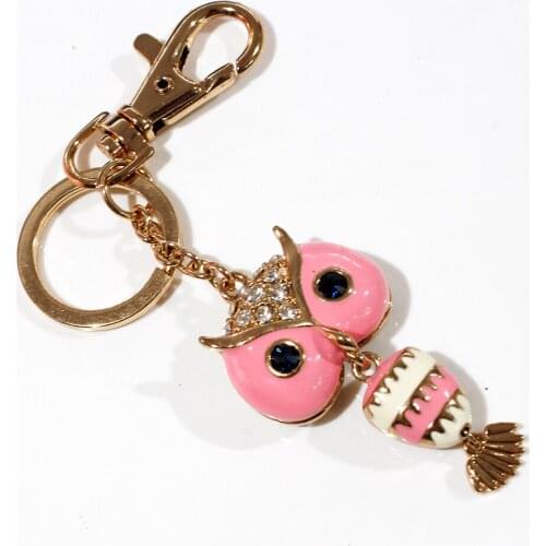 New Fashion Alloy Crystal Owl Keychain Key Ring Fashion Jewelry Charms Key Chain Bag Car Trinket Gift Souvenirs Wholesale