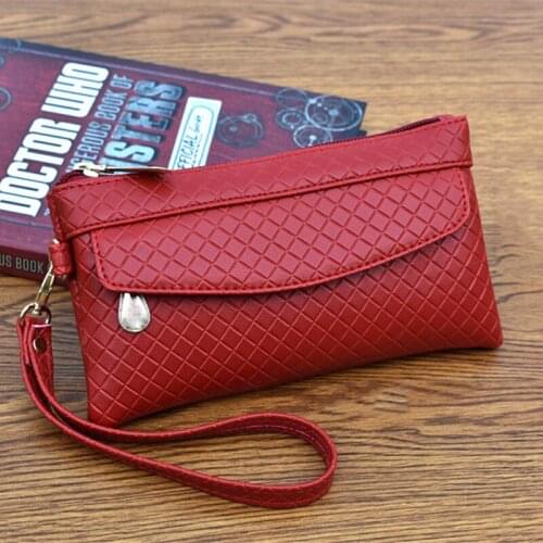 New Arrival Women Handbags Vintage Plaid PU Leather Day Clutch Female Big Size Wristlet Wallet Purse Evening Bag
