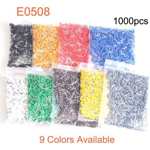 300/1000pcs Tube Insutated Cord End Terminals Electrical Crimp Terminal Block Connector E0508 Wiring Cable Ferrules VE 22AWG