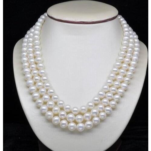 Natural 3-Strand 8-9MM White Pearl Necklaces (17"18"19" )