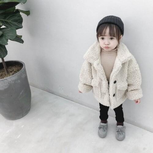 Girls Boys Babys Coat Jacket Outwear Beige Lovely Fur Thicken Winter Plus Velvet Warm Tracksuit Fleece Childrens Clothing