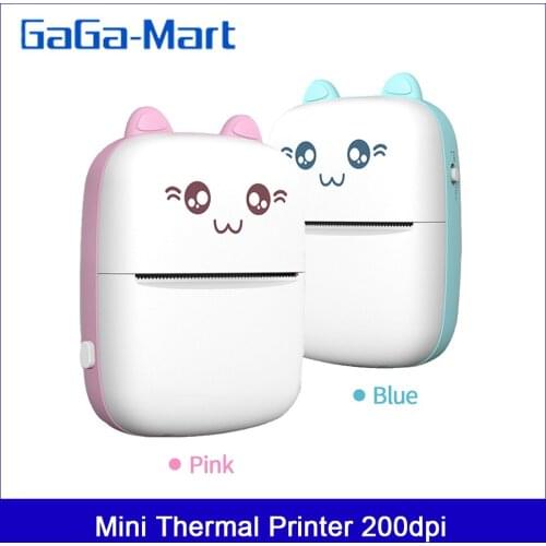 Portable Mini Thermal Printer Wirelessly BT 200dpi Photo Label Memo Wrong Question Printing with USB Cable