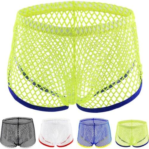 Sexy Mesh Boxer Men Underwear See Through Transparent Male Low Waist Breathable Interior Homme Comfortable Knickers