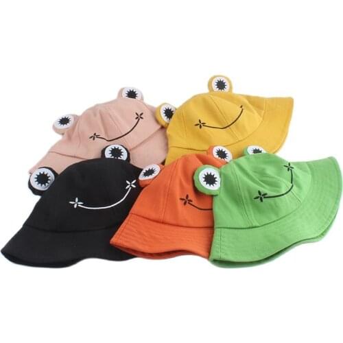 2021 Parent-Kid Cartoon Frog Bucket Hat Panama Fishing Cap Cute Froggy Hat Homme Femme Bob Chapeau Outdoor Sun Fisherman Hat