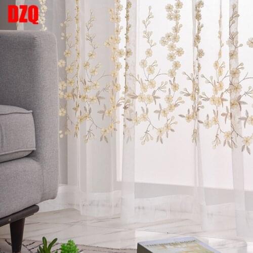 Modern Simple Curtains for Living Dining Room Bedroom Flat Embroidered Curtain Small Leaves White Yarn Translucent New