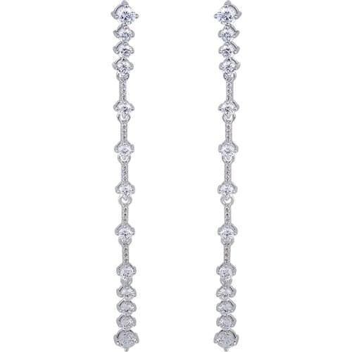 YANMEI Stylish and Elegant Long Zircon Earrings Ladies Aaa Cubic Zirconia Earrings Long Jewelry E5815