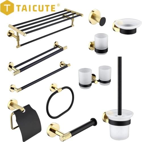 JOYFAN E Bathroom Towel Rack Shelf with Bar Wall Mount Toilet Paper Holder Towel Ring Coat Jacket Hook Bath Accessories Set