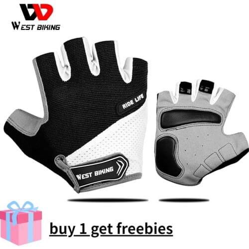 WEST BIKING Breathable Half Finger Cycling Gloves Anti Slip Pad Motorcycle MTB Road Bike Gloves Men Women Sports Bicycle Gloves