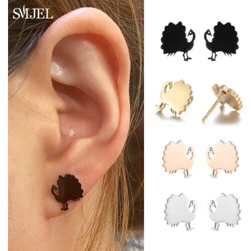 Vintage Bohemian Style Peacock Bird Earrings Lovely Peafowls Animal Earring Studs Piercing Jewelry Christmas Accessories Gift