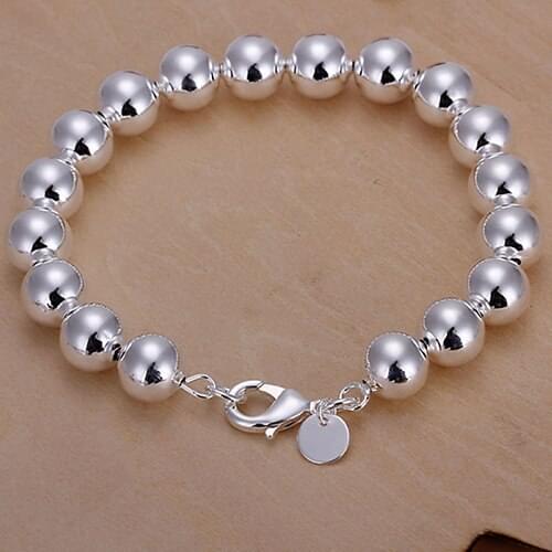 Womens Fashion Simple 8mm Round Beads Bangle Bracelet Jewelry