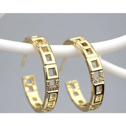 10pair/lot Fashion plated cz earring,plated cubic zircon round big circle hoops,new women love earrings wholesale