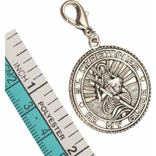 DIY Religious Charms Bracelets Suspension With Clasp St Christopher Be My Guide Silve Metal Key chains Jewelry Accessories 10pcs