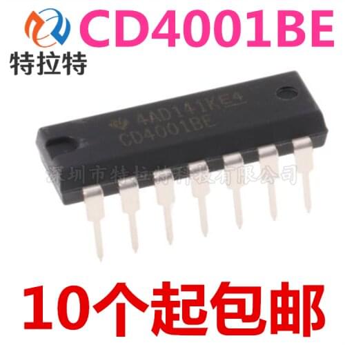 10pcs/lot CD4001BE DIP14 CD4001 DIP 4001BE DIP-14 new and original IC
