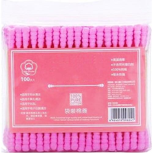 100pcs/ Pack Double Head Cotton Swab Women Makeup Cotton Buds Tip for Medical Wood Sticks Nose Ears Cleaning Health Care Tools