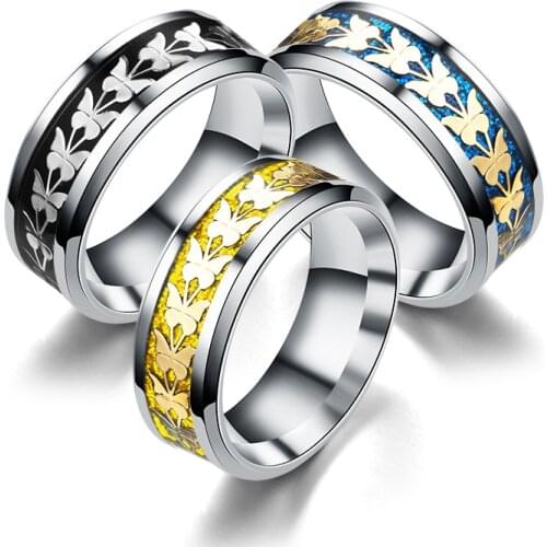 2021 trendy punk golden animal butterfly owl stainless steel rings for women girl charm wedding party costume jewelry gift