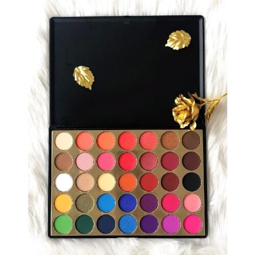 35 Color Makeup Pigment Matte Shimmer Gliter Nude Eyeshadow Palette Long lasting Shiny Waterproof Cosmetic Kit Custom Label Logo