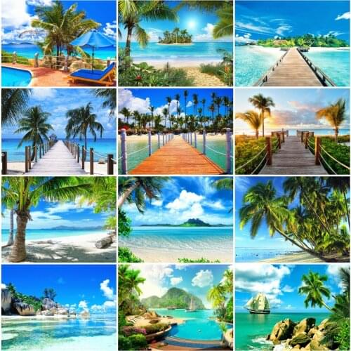 AZQSD Diamond Painting Seaside Full Drill Needlework Rhinestones Gift Diamond Embroidery Landscape Cross Stitch Home Decor