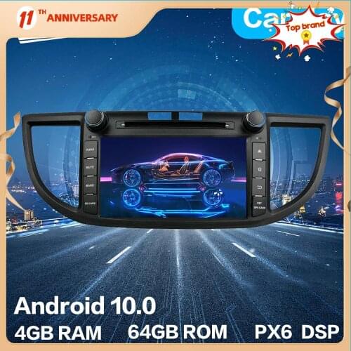 Car Radio Player Android 10 4G+64GB For Honda CRV CR-V 2012- 2016 GPS Navigation PX6 HD Multimedia Stereo DVD Player DSP Carplay