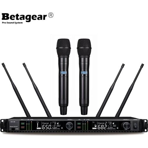 BetagearADX400 Ture Diversity Wireless Mic System Profesional Stage Audio Dual Digital Mikrafon Handheld Mic UHF Wireless Mic