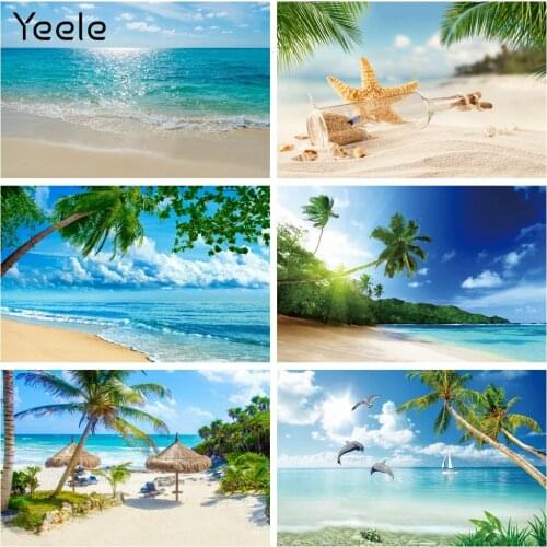 Yeele Blue Sky Beach Seaside Summer Holiday Tropical Palm Tree Baby Backdrops Nature Scenery Backgrounds For Photo Studio
