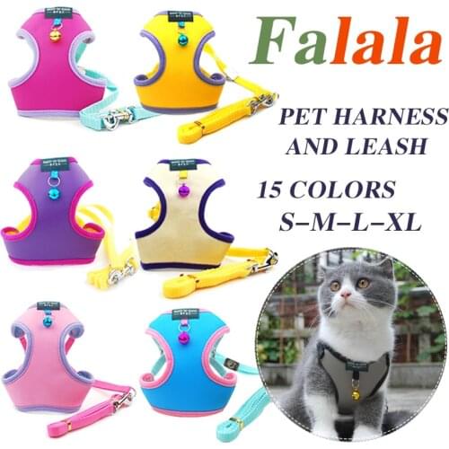 Harness and leash set for Cat&Dog Candy Color Soft Protection Dog Vest-style Chest Strap With BellCute Design Lead for Puppy