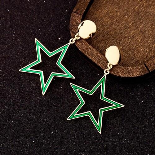 Cute Women Drop Earrings 3 Color Enamel Star Shape Drop Earrings Women Fashion Jewelry Gift Accessories