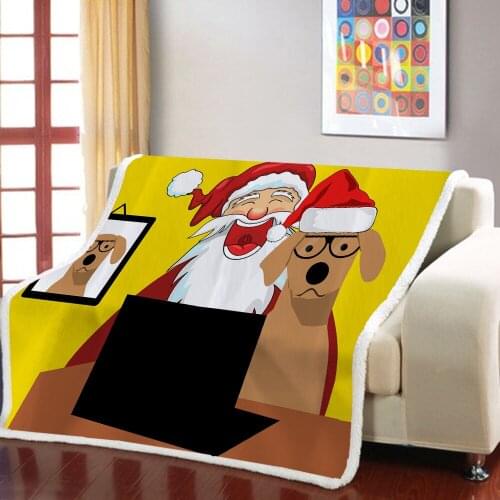 Fashion Santa Claus Blanket 3D Printed Home Textile Blanket with Wool Warm Blanket for Children and Adults Blanket In Winter