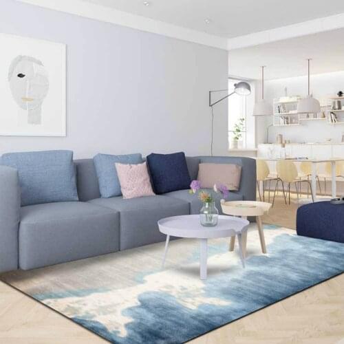 Fashion Modern Minimalist Abstract Blue White Sea Water Living Room Bedroom Bedside Carpet Floor Mat Customization