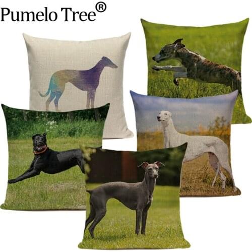 Cushions Household Decors Greyhound Cushion Covers Animal Dog Pillow Cover 45*45 Custom Quality GreenDecoration Cover For Pillow