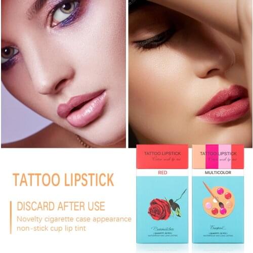 New Hot Tattoo Lipstick Cigarette Case Cotton Swab Lipsticks Long Lasting Waterproof Cosmetics for Women 20pcs/box