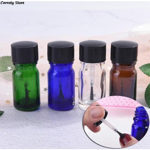1PC Portable Empty Frost Glass Bottle Essential Oil Container With Brush Cap Nail Polish Bottle 5ml 4 Colors
