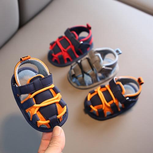 VALEN SINA 2021 New Kids Newborn Baby Boys Fashion Summer Soft Crib Shoes First Walker Anti Slip Baotou Sandals Shoe