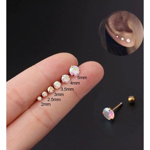 1pc New Mini Round Clear Stone Tragus Piercing Labret Ear Piercing Lip Nose Piercing Oreja Ring Titanium Helix Earrings