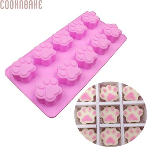 COOKNBAKE DIY Silicone Mold for Chocolate, Ice cube, Jelly , Pudding, Soap, Cake, With 10 Holes Cat Paw CDSM-532