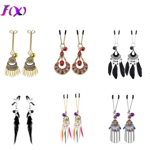 Sexy Nipples Clamps Vintage Style Couples BDSM Sex Games Role Playing Toys Tassels Nipples Clips Adults Sex Toys