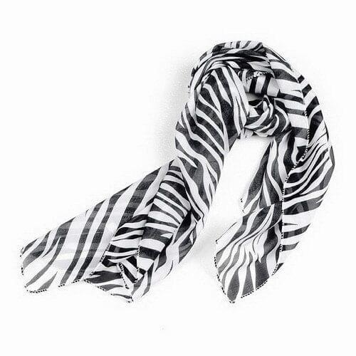 SODIAL(R) Black White Chiffon Zebra Strips Striped Women Shawl Scarves Wrap Pashmina Gift