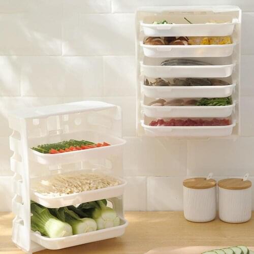 Vegetable Storage Rack 6-layer Stack Able Fruit Meat Hollow Drainage ANS Safe Non-toxic Durable Save More Storage Space